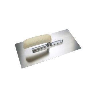 Gl&auml;ttekelle ELITE aus rostfreiem Edelstahl mit kantigen Ecken Holzgriff 280 x 120 mm