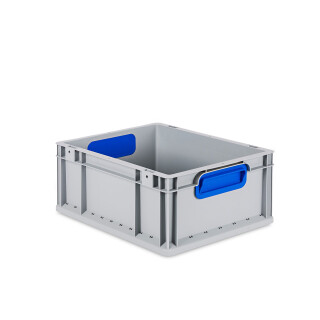 Eurobox NextGen Color mit geschlossenen blauen Griffmulden - 400x300x170mm - Grau