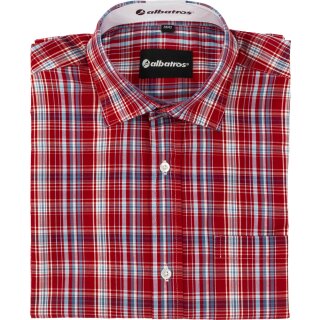albatros BRONZE Kurzarm-Hemd aus Baumwolle kariert rot/kombiniert