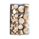 TOX Miniset Cookie wood Holzscheiben Holzstopfen Querholzpl&auml;ttchen Fichtenholz - 82-teilig