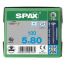 SPAX Universalschraube Edelstahl A2 Teilgewinde Senkkopf T-STAR plus 4CUT-Spitze 5 x 80mm - 100 St&uuml;ck