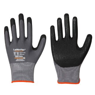 LeiKaFlex&reg; Feinstrick-Handschuhe mit Nitril-Foam-Beschichtung + Noppen grau/schwarz Gr&ouml;&szlig;e 8