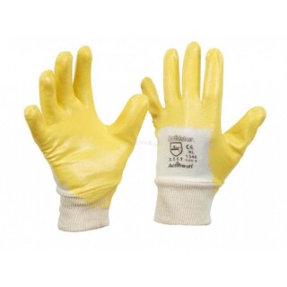 SOLIDSTAR&reg; Nitril-Handschuhe mit Strickbund - PSA CAT II - wei&szlig;/gelb - Gr&ouml;&szlig;e 10