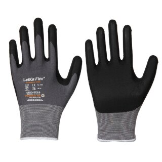 LeiKaFlex&reg; Feinstrick-Handschuhe mit Nitril-Foam-Beschichtung grau/schwarz Gr&ouml;&szlig;e 9