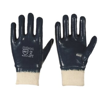 SOLECO&reg; Nitril-Handschuhe mit Strickbund - vollbeschichtet - PSA CAT II - blau - Gr&ouml;&szlig;e 10