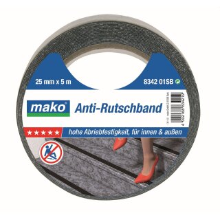 Anti-Rutschband PREMIUM besandete Weich-PVC-Folie abriebfest witterungsbest&auml;ndig 25 mm x 5 m schwarz